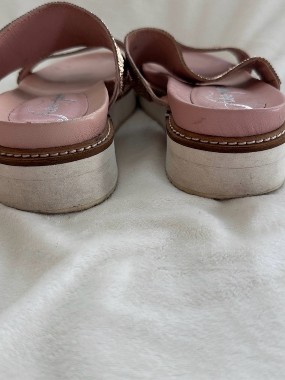 Free People Rose Gold Rhinestone Platform Slide Sandals Size 38 (7.5 - 8) - Picture 4 of 10